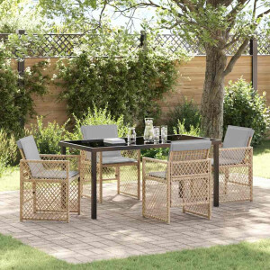 vidaXL Tuin eettafelset 5 pcs Beige poly rattan
