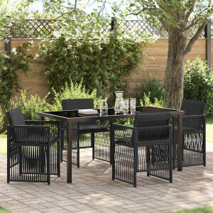 vidaXL Tuin eettafelset 5 pcs Zwart Gepoedercoat staal