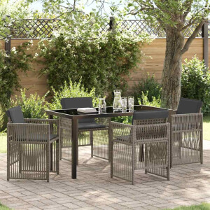 vidaXL Tuin eettafelset 5 pcs Grijs Gepoedercoat staal
