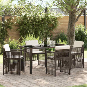 vidaXL Tuin eettafelset 5 pcs Bruin Gepoedercoat staal