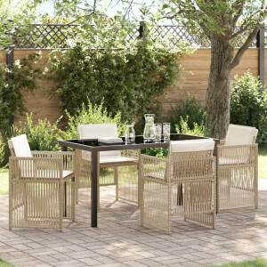 vidaXL Tuin eettafelset 5 pcs Beige Gepoedercoat staal