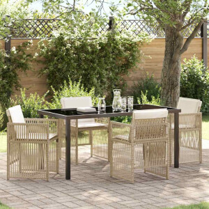 vidaXL Tuin eettafelset 5 pcs Beige Gepoedercoat staal
