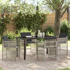 vidaXL Tuin eettafelset 5 pcs Lichtgrijs Gepoedercoat staal