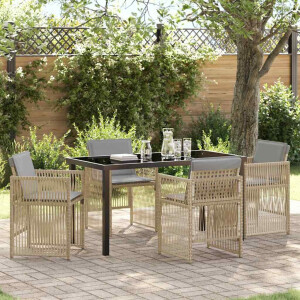 vidaXL Tuin eettafelset 5 pcs Beige Gepoedercoat staal