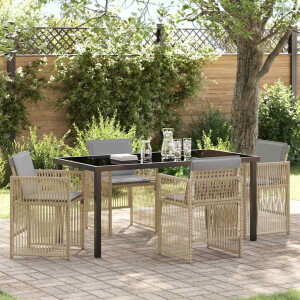 vidaXL Tuin eettafelset 5 pcs Beige Gepoedercoat staal