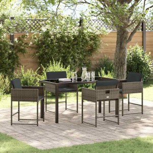 vidaXL Tuin eettafelset 5 pcs Grijs poly rattan