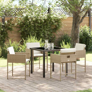 vidaXL Tuin eettafelset 5 pcs Beige poly rattan