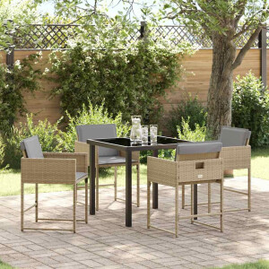 vidaXL Tuin eettafelset 5 pcs Beige poly rattan