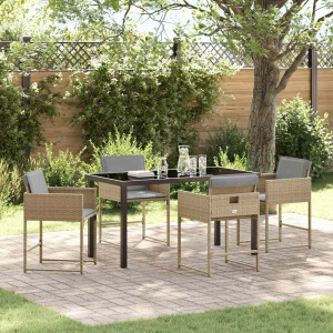 vidaXL Tuin eettafelset 5 pcs Beige poly rattan