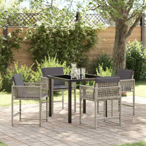 vidaXL Tuin Eetset 5 pcs Lichtgrijs poly rattan