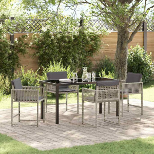 vidaXL Tuin eettafelset 5 pcs Lichtgrijs poly rattan