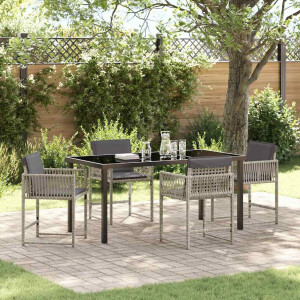 vidaXL Tuin Eetset 5 pcs Lichtgrijs poly rattan