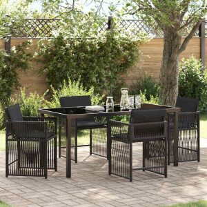 vidaXL Tuin eettafelset 5 pcs Zwart poly rattan
