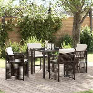 vidaXL Tuin Eetset 5 pcs Bruin poly rattan