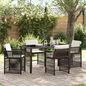 vidaXL Tuin eettafelset 5 pcs Bruin poly rattan