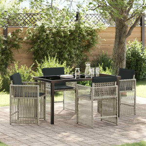 vidaXL Tuin Eetset 5 pcs Lichtgrijs poly rattan