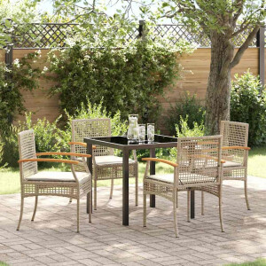 vidaXL Tuin Eetset 5 pcs Beige poly rattan