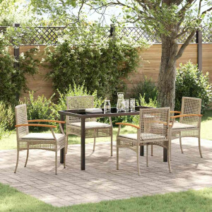 vidaXL Tuin Eetset 5 pcs Beige poly rattan