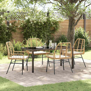 vidaXL Tuin eettafelset 5 pcs Bruin poly rattan