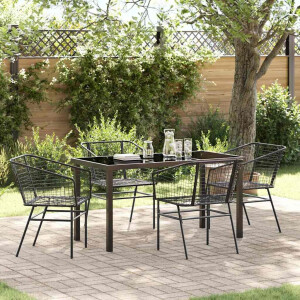vidaXL Tuin eettafelset 5 pcs Zwart poly rattan