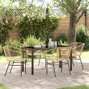 vidaXL Tuin eettafelset 5 pcs Bruin poly rattan