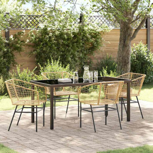 vidaXL Tuin eettafelset 5 pcs Bruin poly rattan