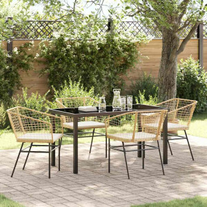 vidaXL Tuin eettafelset 5 pcs Bruin poly rattan