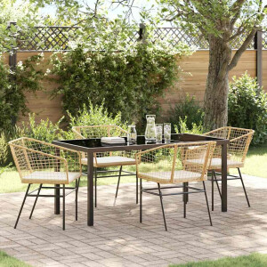 vidaXL Tuin eettafelset 5 pcs Bruin poly rattan