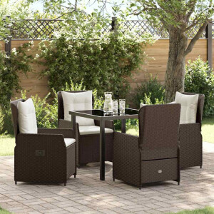 vidaXL Tuin eettafelset 5 pcs Bruin poly rattan