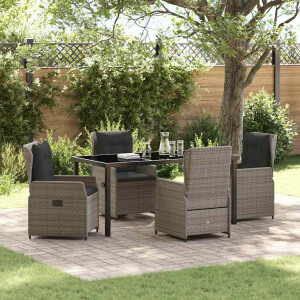 vidaXL Tuin Eetset 5 pcs Grijs poly rattan