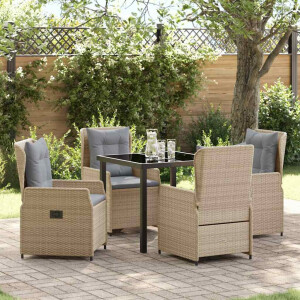 vidaXL Tuin eettafelset 5 pcs Beige en Licht Grijs poly rattan