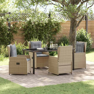 vidaXL Tuin eettafelset 5 pcs Beige en Licht Grijs poly rattan