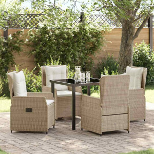 vidaXL Tuin Eetset 5 pcs Beige poly rattan