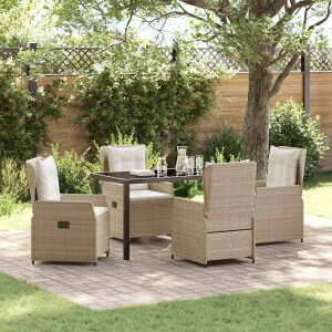 vidaXL Tuin Eetset 5 pcs Beige poly rattan