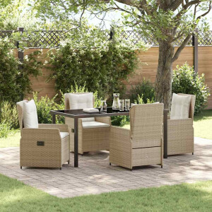 vidaXL Tuin eettafelset 5 pcs Beige en Licht Grijs poly rattan
