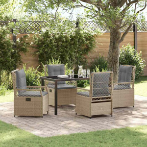 vidaXL Tuin eettafelset 5 pcs Beige en Licht Grijs poly rattan