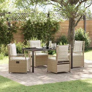 vidaXL Tuin eettafelset 5 pcs Beige en Crème Wit poly rattan