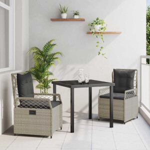 vidaXL Tuin eettafelset 3 pcs Lichtgrijs poly rattan