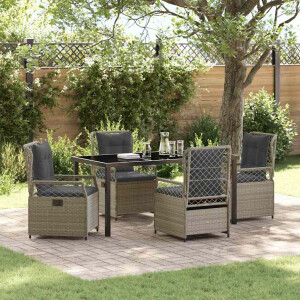 vidaXL Tuin eettafelset 5 pcs Lichtgrijs poly rattan