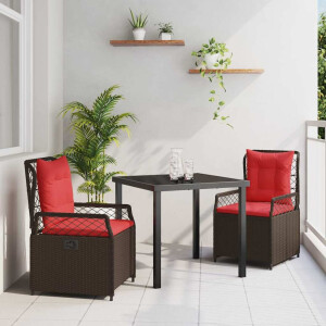 vidaXL Tuin Eetset 3 pcs Bruin poly rattan