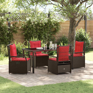vidaXL Tuin eettafelset 5 pcs Bruin poly rattan