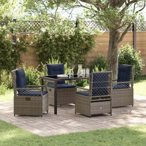 vidaXL Tuin eettafelset 5 pcs Grijs poly rattan
