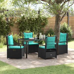 vidaXL Tuin eettafelset 5 pcs Zwart poly rattan