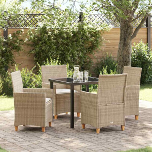vidaXL Tuin eettafelset 5 pcs Beige poly rattan