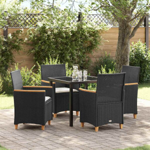 vidaXL Tuin eettafelset 5 pcs Zwart poly rattan