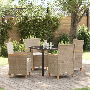 vidaXL Tuin eettafelset 5 pcs Beige poly rattan