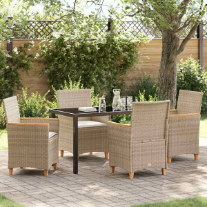 vidaXL Tuin eettafelset 5 pcs Beige poly rattan