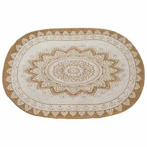 vidaXL Jute Tapijt Bloemen Naturel 122 x 183 cm Jute