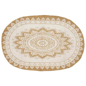 vidaXL Jute Tapijt Bloemen Naturel 152 x 245 cm Jute
