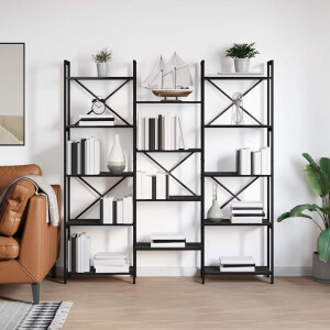 vidaXL Boekenkast Zwart Eiken 156 x 25 x 167 cm Bewerkt hout
